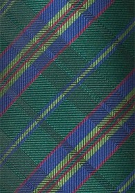 Krawatte Streifenkaro flaschengrün royalblau