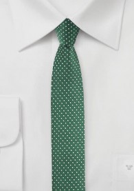 Krawatte schmal geformt  edelgrün tupfengemustert