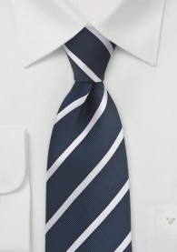 Extra lange Krawatte Streifendessin navyblau
