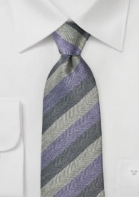 Krawatte Herringbone-Streifen anthrazitgrau