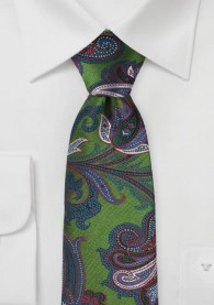 Krawatte Paisley-Muster olivgrün