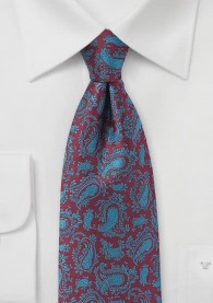 Krawatte bordeauxrot blaugrün Paisley-Muster