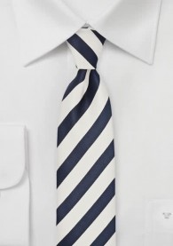 Krawatte weiß navyblau Streifendesign schlank