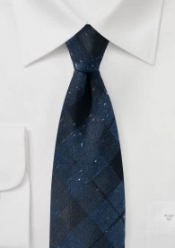 Krawatte Karomuster marineblau mit Baumwolle