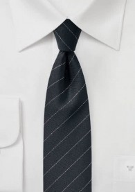 Krawatte Pinstripe asphaltschwarz silber