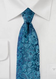 Krawatte Paisley nachtblau türkisblau