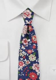 Blumen-Krawatte Baumwolle marineblau