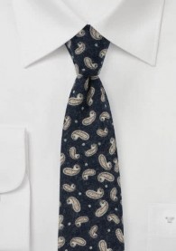Paisleymotiv-Krawatte Baumwolle dunkelblau