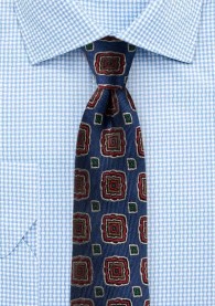 Krawatte Viereck-Ornamenturen königsblau