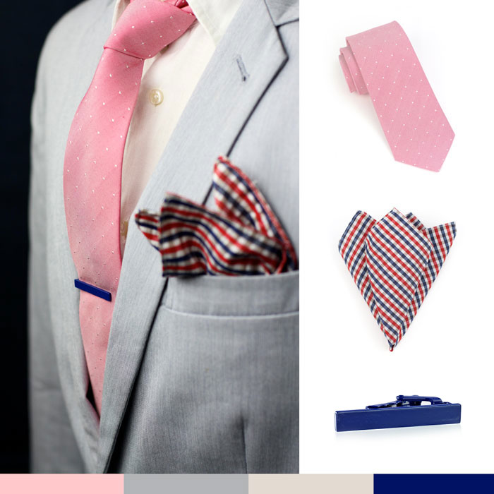 Raffiniert: Eine Krawattennadel mit farbig passendem Einstecktuch